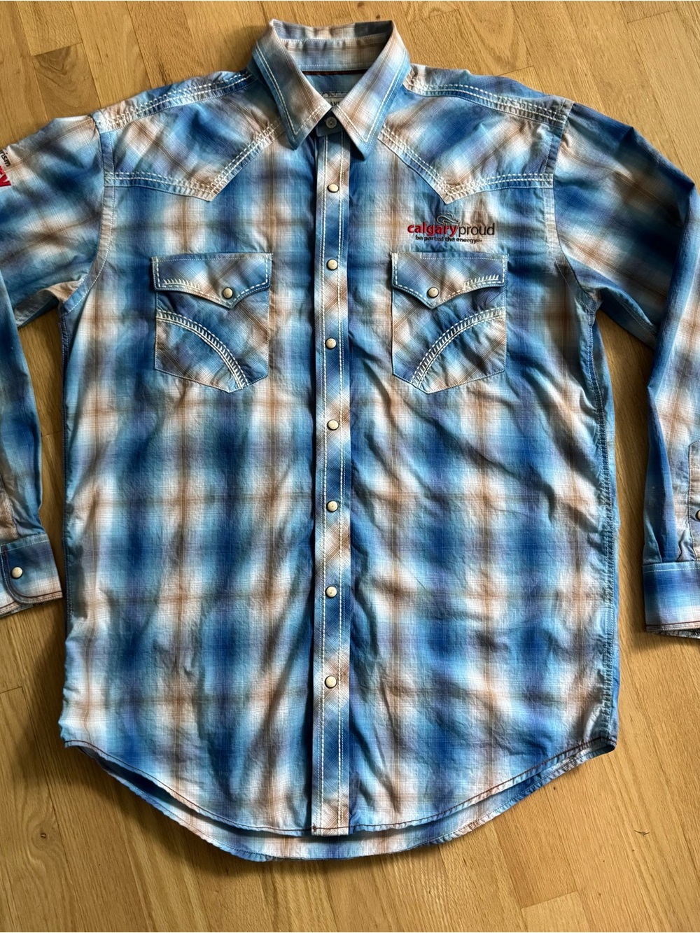 Panhandle Rough Stock Western Snap Shirt Calgary Proud Mens M Plaid